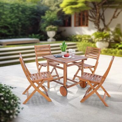 en.casa Conjunto de Muebles de Jardín Ancarano - 5 Piezas Marrón Oscuro en.casa Conjunto de Muebles de Jardín Ancarano - 5 Piezas Marrón Oscuro