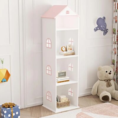 en.casa Leksand Estantería infantil - Forma de casa, MDF, 140x40x35cm en.casa Leksand Estantería infantil - Forma de casa, MDF, 140x40x35cm