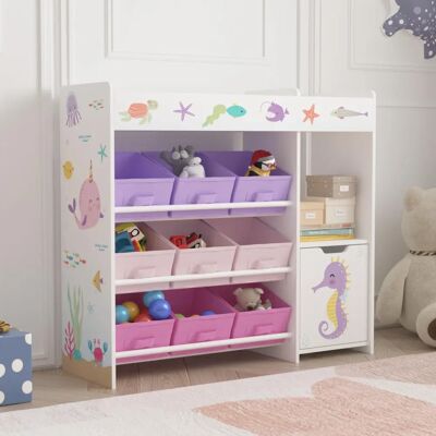 en.casa Estantería infantil Søndreland - Motivo oceánico - 80x90x30 cm en.casa Estantería infantil Søndreland - Motivo oceánico - 80x90x30 cm