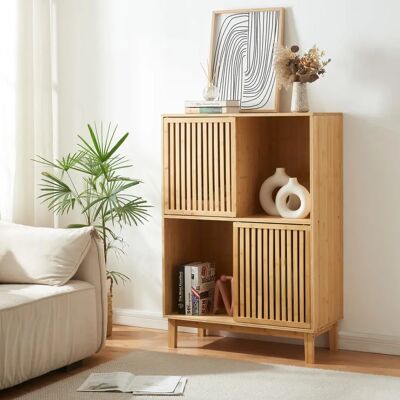 en.casa Estantería Ypäjä de Bambú con 4 Compartimentos - Almacenaje y Decoración en.casa Estantería Ypäjä de Bambú con 4 Compartimentos - Almacenaje y Decoración
