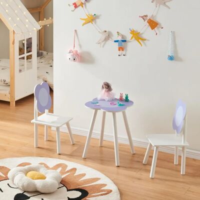 en.casa Conjunto Infantil de Mesa y Sillas - Blanco/Lila en.casa Conjunto Infantil de Mesa y Sillas - Blanco/Lila