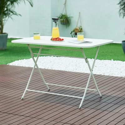 en.casa - Mesa Plegable Rectangular Sande - Blanco en.casa - Mesa Plegable Rectangular Sande - Blanco