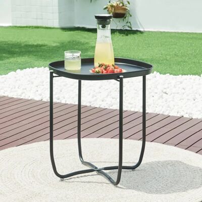 Mesa auxiliar de jardín en acero Sandefjord - Negro Mesa auxiliar de jardín en acero Sandefjord - Negro