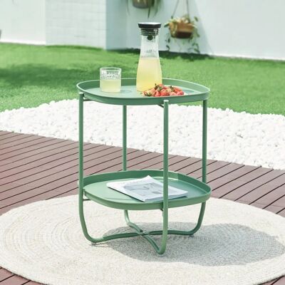 en.casa Table d'appoint de jardin Sandefjord avec 2 plateaux - Vert - Publicité en.casa Table d'appoint de jardin Sandefjord avec 2 plateaux - Vert - Publicité