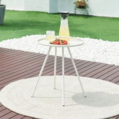 en.casa Mesa de Jardín Fosen Redonda con Asa de Acero - Mesa de Jardín en.casa Mesa de Jardín Fosen Redonda con Asa de Acero - Mesa de Jardín