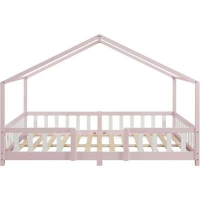 Cama infantil Treviolo - Rosa con diseño de casa - Segura y fácil de montar Cama infantil Treviolo - Rosa con diseño de casa - Segura y fácil de montar