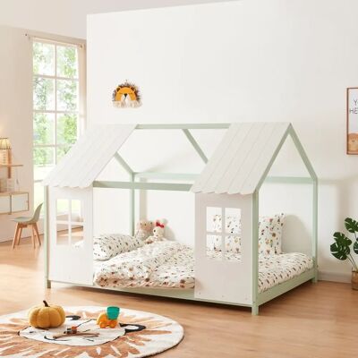en.casa Cama infantil TOSTEDT en forma de casa 140x200 cm - Verde menta/Blanco en.casa Cama infantil TOSTEDT en forma de casa 140x200 cm - Verde menta/Blanco