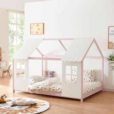 en.casa Tostedt Cama Infantil - Forma de Casa, Rosa/Blanco - Cama Infantil en.casa Tostedt Cama Infantil - Forma de Casa, Rosa/Blanco - Cama Infantil