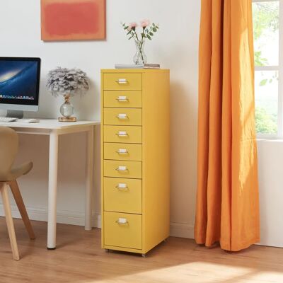 EN.CASA Kökar Armoire Mobile en Acier 8 Tiroirs - Jaune - Publicité EN.CASA Kökar Armoire Mobile en Acier 8 Tiroirs - Jaune - Publicité