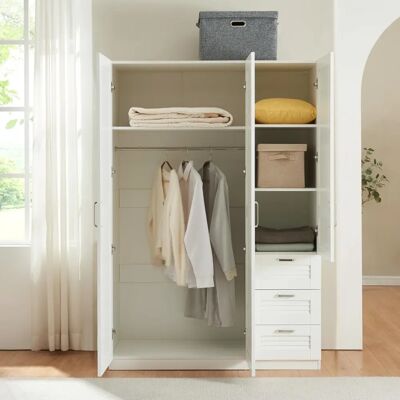 en.casa Finning Armario Ropero - 176x120x52 cm - Blanco en.casa Finning Armario Ropero - 176x120x52 cm - Blanco