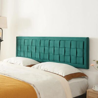 en.casa Tête de lit Tervo - Velours Vert - 140x50cm - Accessoire de lit - Publicité en.casa Tête de lit Tervo - Velours Vert - 140x50cm - Accessoire de lit - Publicité