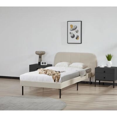 en.casa Cama tapizada beige Porvoo - 90x200cm en.casa Cama tapizada beige Porvoo - 90x200cm