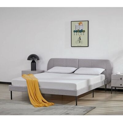 en.casa Cama tapizada Porvoo gris - Cama doble con estructura de listones - Soporta 220kg en.casa Cama tapizada Porvoo gris - Cama doble con estructura de listones - Soporta 220kg