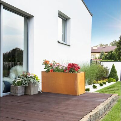 Casa.pro Rechteckiger Pflanztopf aus Cortenstahl - Oxidbraun - 40x80x30cm Casa.pro Rechteckiger Pflanztopf aus Cortenstahl - Oxidbraun - 40x80x30cm