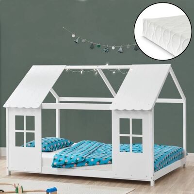en.casa Cama infantil en forma de casa con colchón y protección en.casa Cama infantil en forma de casa con colchón y protección