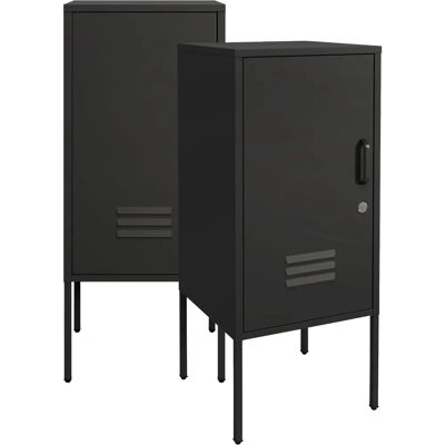 en.casa Conjunto de Mesitas de Noche Hausjärvi - Mueble de Almacenamiento de Acero con Cerradura en.casa Conjunto de Mesitas de Noche Hausjärvi - Mueble de Almacenamiento de Acero con Cerradura