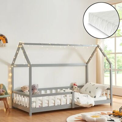 en.casa Cama infantil Hesel con colchón y reja - Dormitorio infantil en.casa Cama infantil Hesel con colchón y reja - Dormitorio infantil