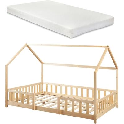 en.casa / neu.haus Lit pour enfants - Forme de maison en pin 140x200cm - Naturel - Lit pour enfants - Publicité en.casa / neu.haus Lit pour enfants - Forme de maison en pin 140x200cm - Naturel - Lit pour enfants - Publicité