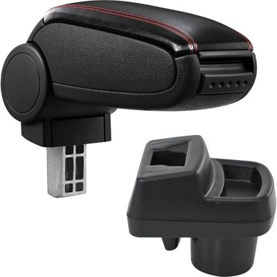 Reposabrazos central para Opel Corsa F - Rojo y negro con costuras rojas - Consola central Reposabrazos central para Opel Corsa F - Rojo y negro con costuras rojas - Consola central