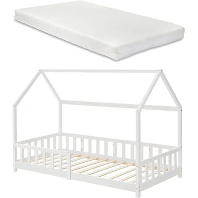 en.casa Hesel Cama Infantil - Estilo Casa, Barandilla, Montessori - Cama para Niños en.casa Hesel Cama Infantil - Estilo Casa, Barandilla, Montessori - Cama para Niños
