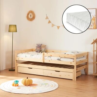 EN.CASA Cama nido infantil Sonkajärvi con cajones y colchón EN.CASA Cama nido infantil Sonkajärvi con cajones y colchón
