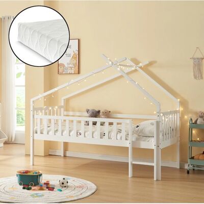 Cama alta infantil Sotkamo - Pino, 90x200cm, Blanco - Cama para niños Cama alta infantil Sotkamo - Pino, 90x200cm, Blanco - Cama para niños
