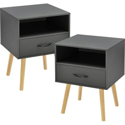 en.casa Gävle Mesitas de noche - Set de 2, Gris oscuro en.casa Gävle Mesitas de noche - Set de 2, Gris oscuro