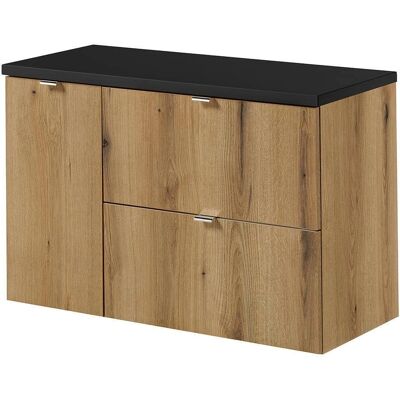 en.casa Badezimmer Unterschrank Eicheoptik/Schwarz - Wandmontiert, Softclose en.casa Badezimmer Unterschrank Eicheoptik/Schwarz - Wandmontiert, Softclose
