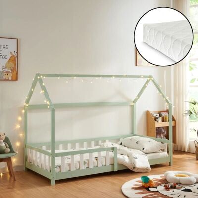 en.casa Hesel Kinderbett - Hausbett mit Schutzgitter - 90x200cm - Mintgrün en.casa Hesel Kinderbett - Hausbett mit Schutzgitter - 90x200cm - Mintgrün