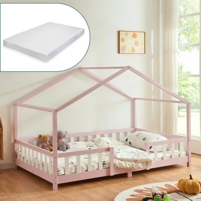 Lit pour enfants Treviolo 120x200cm avec Matelas en mousse Rose - en.casa - Publicité Lit pour enfants Treviolo 120x200cm avec Matelas en mousse Rose - en.casa - Publicité