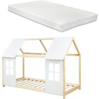en.casa Kinderbett Tostedt Weiß 90x200cm - Holz Kinderbett en.casa Kinderbett Tostedt Weiß 90x200cm - Holz Kinderbett