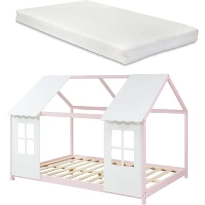 en.casa Tostedt Kinderbett - Rosa/Weiss - 120x200cm en.casa Tostedt Kinderbett - Rosa/Weiss - 120x200cm