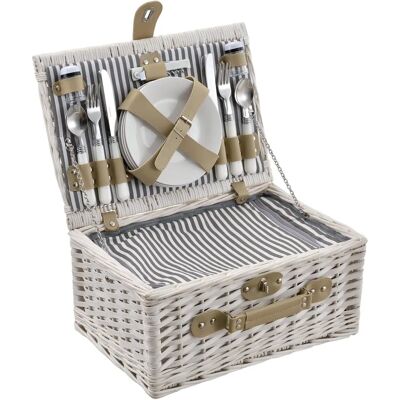 Panier de Pique-nique Casa.pro Blanc - 40x28x19cm - Pour 4 personnes - Publicité Panier de Pique-nique Casa.pro Blanc - 40x28x19cm - Pour 4 personnes - Publicité