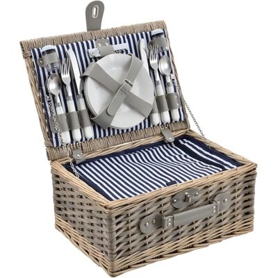 Casa.pro Picknickkorb Set für 4 - Blau/Weiß Casa.pro Picknickkorb Set für 4 - Blau/Weiß