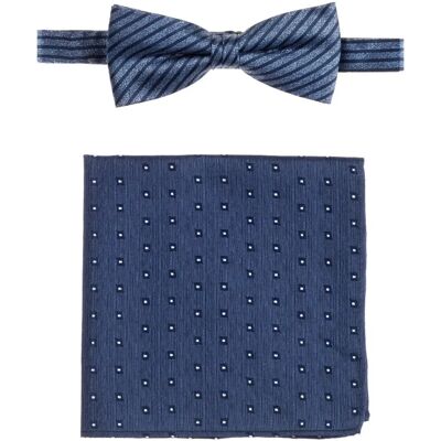 Monti Blau Seidenset - Fliege mit Einstecktuch Monti Blau Seidenset - Fliege mit Einstecktuch