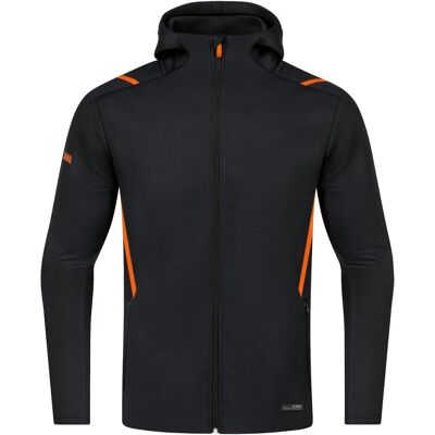 JAKO Heren vrijetijdsjacket Challenge met capuchon - Zwart/Wit - Jas JAKO Heren vrijetijdsjacket Challenge met capuchon - Zwart/Wit - Jas