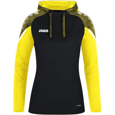 JAKO Dames Performance Hoodie - Zwart/Geel - Trui JAKO Dames Performance Hoodie - Zwart/Geel - Trui