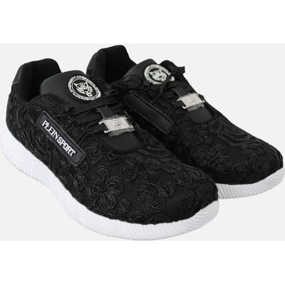 Philipp Plein Women's Plein Sport Embroidered Floral Sneakers - Black - Size 5 Philipp Plein Women's Plein Sport Embroidered Floral Sneakers - Black - Size 5