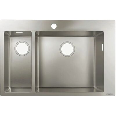 Chiuvetă pentru bucătărie încorporată Hansgrohe S711-F665 - 1,5 vase, gaură pentru robinet pre-perforată Chiuvetă pentru bucătărie încorporată Hansgrohe S711-F665 - 1,5 vase, gaură pentru robinet pre-perforată