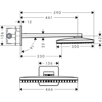 Hansgrohe Axor Duschkopf - 460x300mm, 3Jet, Brushed Nickel - Duschart Hansgrohe Axor Duschkopf - 460x300mm, 3Jet, Brushed Nickel - Duschart