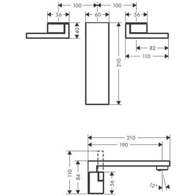 Hansgrohe AXOR Edge Montaj pe perete pentru lavoar 3-găuri - Cromat Hansgrohe AXOR Edge Montaj pe perete pentru lavoar 3-găuri - Cromat