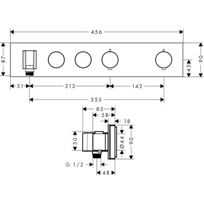 Hansgrohe Axor Thermostatmodul - Edelstahl Optic - ShowerSolutions Hansgrohe Axor Thermostatmodul - Edelstahl Optic - ShowerSolutions