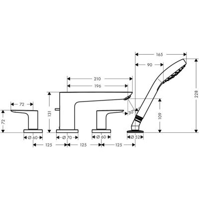Hansgrohe Talis E Mixe pentru cadă/duș - Finisaj bronz periat, 4 găuri, 2 funcții Hansgrohe Talis E Mixe pentru cadă/duș - Finisaj bronz periat, 4 găuri, 2 funcții