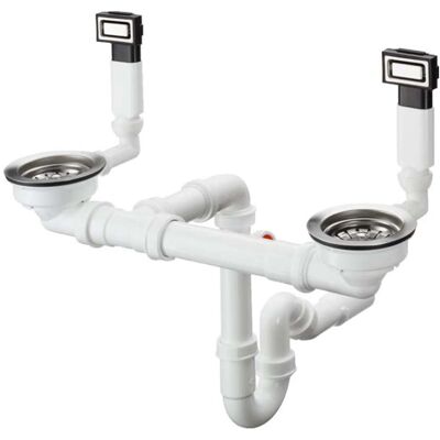 Kit di scarico Hansgrohe per lavello doppio - troppo pieno e filtro Kit di scarico Hansgrohe per lavello doppio - troppo pieno e filtro