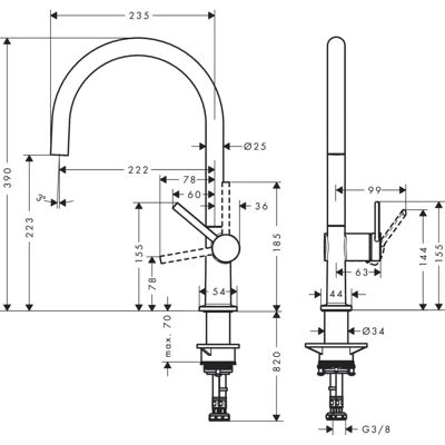 Hansgrohe M54 Robinet de bucătărie - Rotativ, Jet laminaire, 5 L/min Hansgrohe M54 Robinet de bucătărie - Rotativ, Jet laminaire, 5 L/min