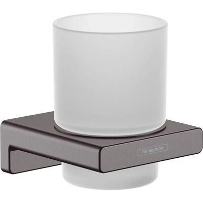 Hansgrohe AddStoris - Wall-mounted Toothbrush & Cup Holder - Black Brushed Hansgrohe AddStoris - Wall-mounted Toothbrush & Cup Holder - Black Brushed