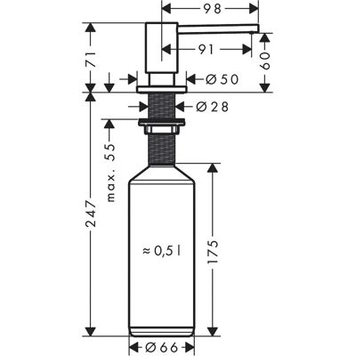 Hansgrohe A41 Dispenser di sapone - Nero opaco - 500ml Hansgrohe A41 Dispenser di sapone - Nero opaco - 500ml