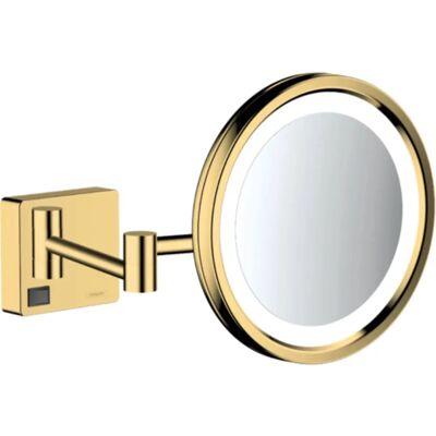 Hansgrohe - Espejo de afeitar con LED - Oro pulido - Aumento 3x - Montaje en pared Hansgrohe - Espejo de afeitar con LED - Oro pulido - Aumento 3x - Montaje en pared