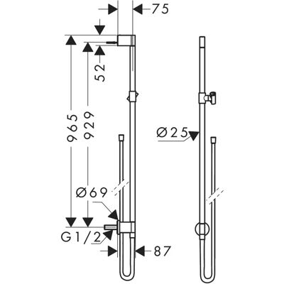 Hansgrohe Axor One Bară de Duș Montată pe Perete - Profil Rotund - 1,60 m - Tipul de Duș Hansgrohe Axor One Bară de Duș Montată pe Perete - Profil Rotund - 1,60 m - Tipul de Duș