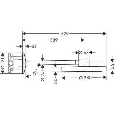 Hansgrohe Axor One Hovedbruser - 280mm, 2 Stråletyper, Krom Hansgrohe Axor One Hovedbruser - 280mm, 2 Stråletyper, Krom